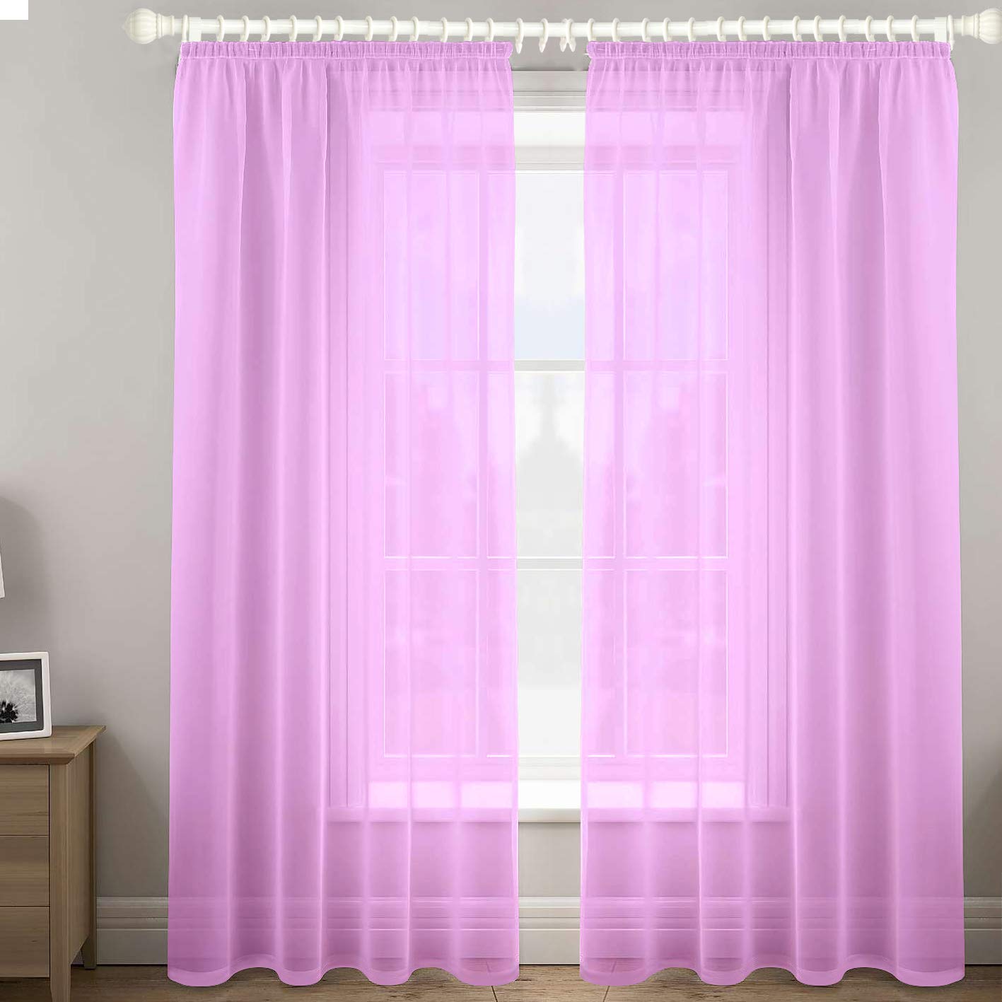 Megachest gathering tape voile curtain(lilac W 56" x L 90" (2 Panels)