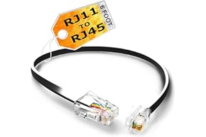 RetailAndBulk 2-Pack 6 Foot RJ11 to RJ45 Telephone Cable for Landline, Fax, DSL Modem Connection (Black 6FT, Made in USA)