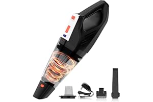 Hihhy Handheld Vacuum Cleaner,Cordless Car Hand Held Vacuum,Small Portable Rechargeable 9000pa High Power Vac with 2 Nozzles,USB-C Cable,9 Filter for Car,Home and Office