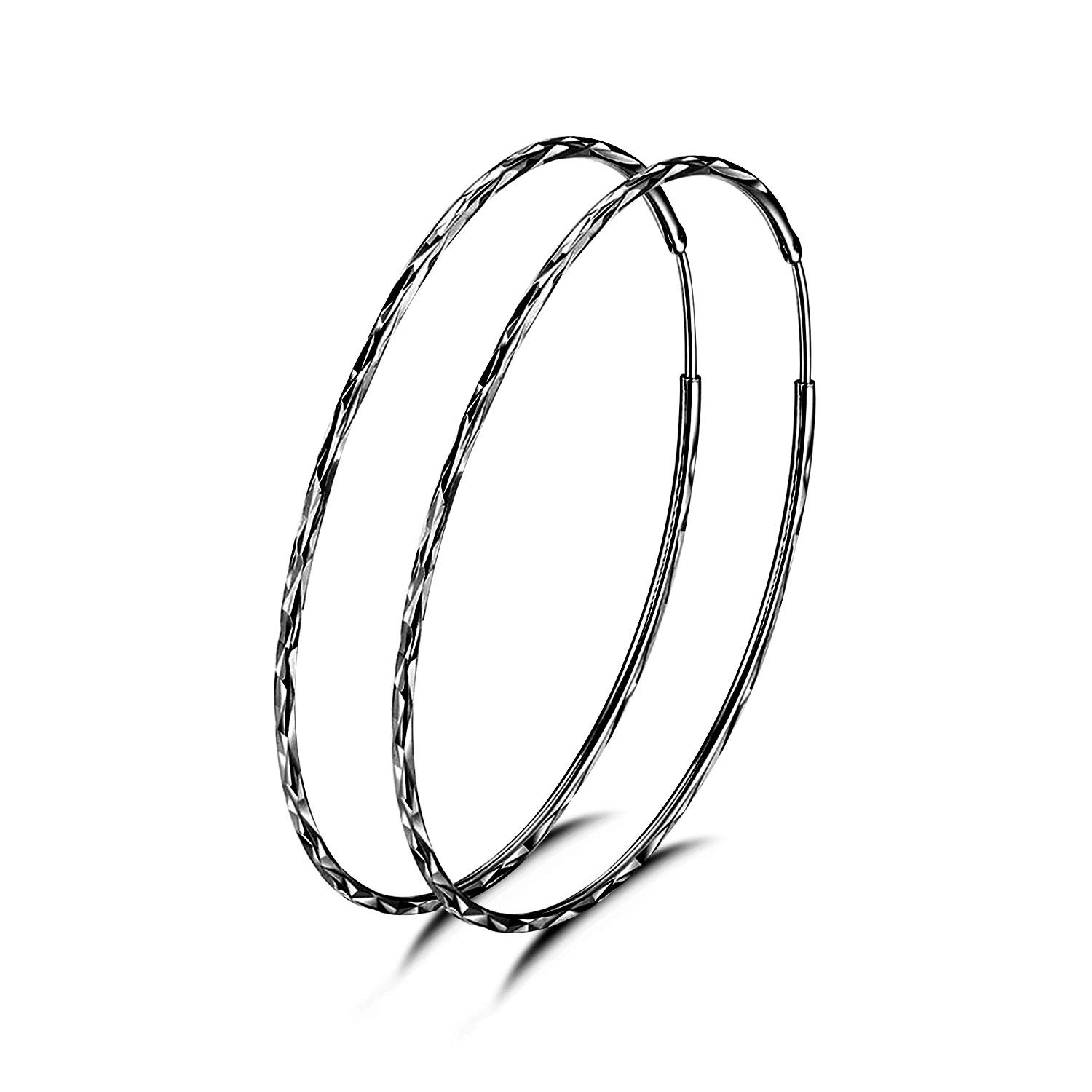 925 Sterling Silver Hoop Earrings Large Circle Endless Earrings for Women 20 mm Gun Black โ image 1