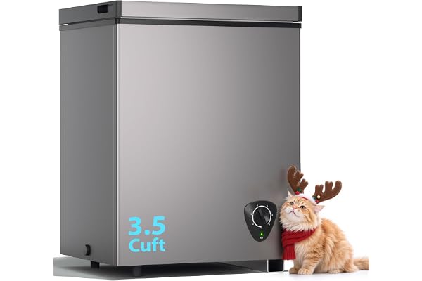 LifePlus Chest Freezer 3.5 Cubic Feet with Removable Basket and Fast Cooling, Small Deep Freezer, Adjustable Temperature, Energy Saving, Low Noise,Top Open Door Compact Freezer for Kitchen Garage
