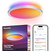 Nanoleaf Smart Ceiling Light, 2600LM, RGBICW, 14 Inch, 2700K-6500K | Dual-Sided LED Flush Mount Light Fixture with 28 Colour Zones, Works with Alexa/Matter, Ceiling Light Fixtures for Bedroom