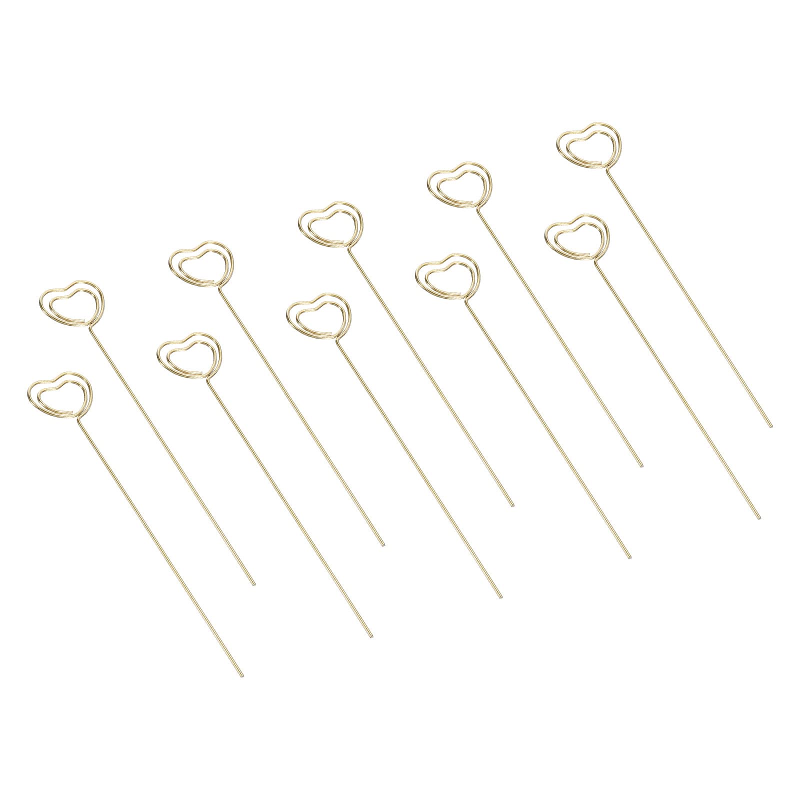 PATIKIL 4.7 Inch Metal Wire Place Card Holder, 20 Pack Photo Picture Floral Picks Heart Shape Clips for Party Meeting Wedding Displaying DIY, Gold Tone