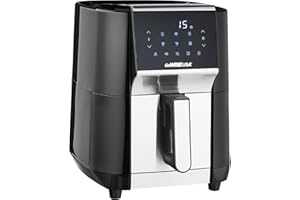 GoWISE USA 7-Quart Air Fryer & Dehydrator - with Ergonomic Touchscreen Display with Stackable Dehydrating Racks with Preheat & Broil Functions + 100 Recipes (Black/Stainless Steel)