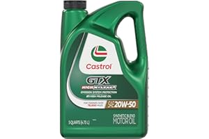Castrol GTX High Mileage 20W-50 Synthetic Blend Motor Oil, 5 Quarts