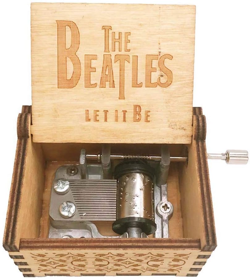 1970Now Collectibles Retro Music Box Engraved Wooden Hand Crank Kids