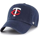 47 Brand MLB Team Color Home Primary Logo Clean Up Adjustable Baseball Cap Hat, Adult One Size Fits All (US, Alpha, One Size, Minnesota Twins, Minnesota Twins)