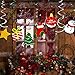 KUUQA 34 Pieces Christmas Hanging Swirl Decorations Kit Ceiling Swirl Decoration Christmas Tree Snowman Socks Gift Box Pentagram for Christmas Party Decoration