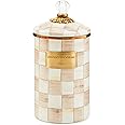 MACKENZIE-CHILDS Large Enamel Canister, Kitchen Storage Container with Lid, Brown-and-White Mocha Check