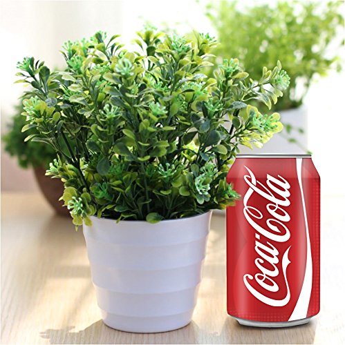 XICHEN 3 suit Artificial Potted Simulation plant potted indoor green plant small bonsai pastoral living room office display simulation flower (White)