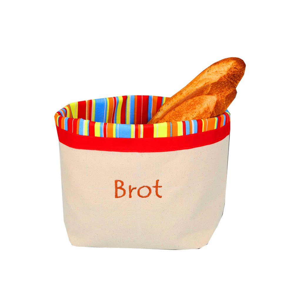 Slowroom bread bag and bread basket all in one, to store bread. Breathable and decorative, 31 cm x 35 cm. 30ยฐ with stripes SUNNY