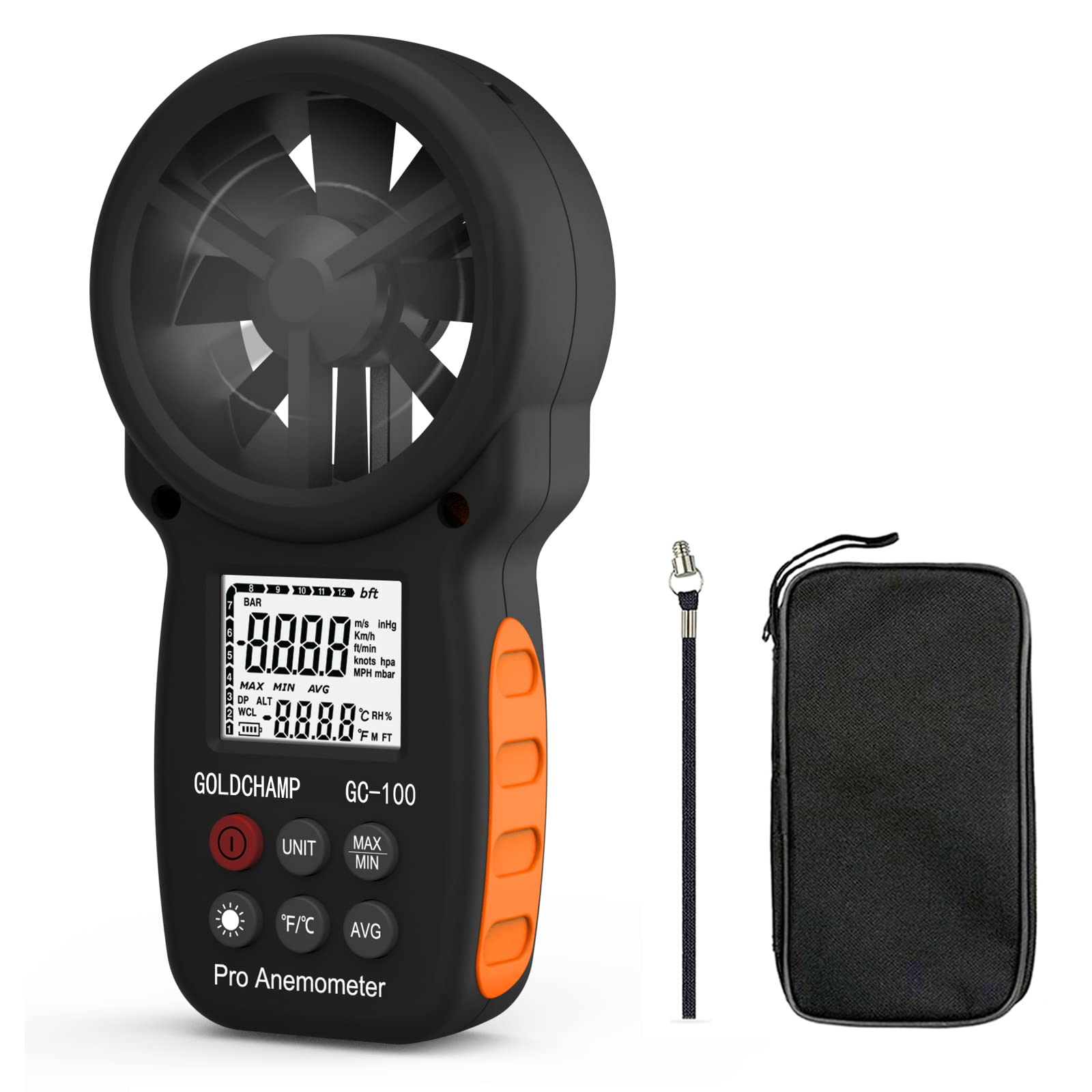 Anemometer Handheld Wind Speed Meter 0.3~30m/s, Digital Air Flow Wind Gauge with Wind Chill Indication, Measure Wind Speed/Temperature, LCD Display Backlight Wind Gauge for HVAC, Sailing, Kite Flying — image 1