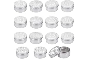 BENECREAT 15 Pack 2.8 oz Aluminium Tins with Hollow Lid, 5 Style Refillable Screw Lid Round Jars Sample for Cosmetic, Aromatherapy, Air Freshener, Candles, Travel Storage, Beads