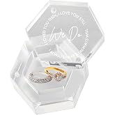 EIFLR Engraved Wedding Ring Boxes for Ceremony Acrylic Ring Bearer Box for Wedding Proposal Engagement (Hexagon D)