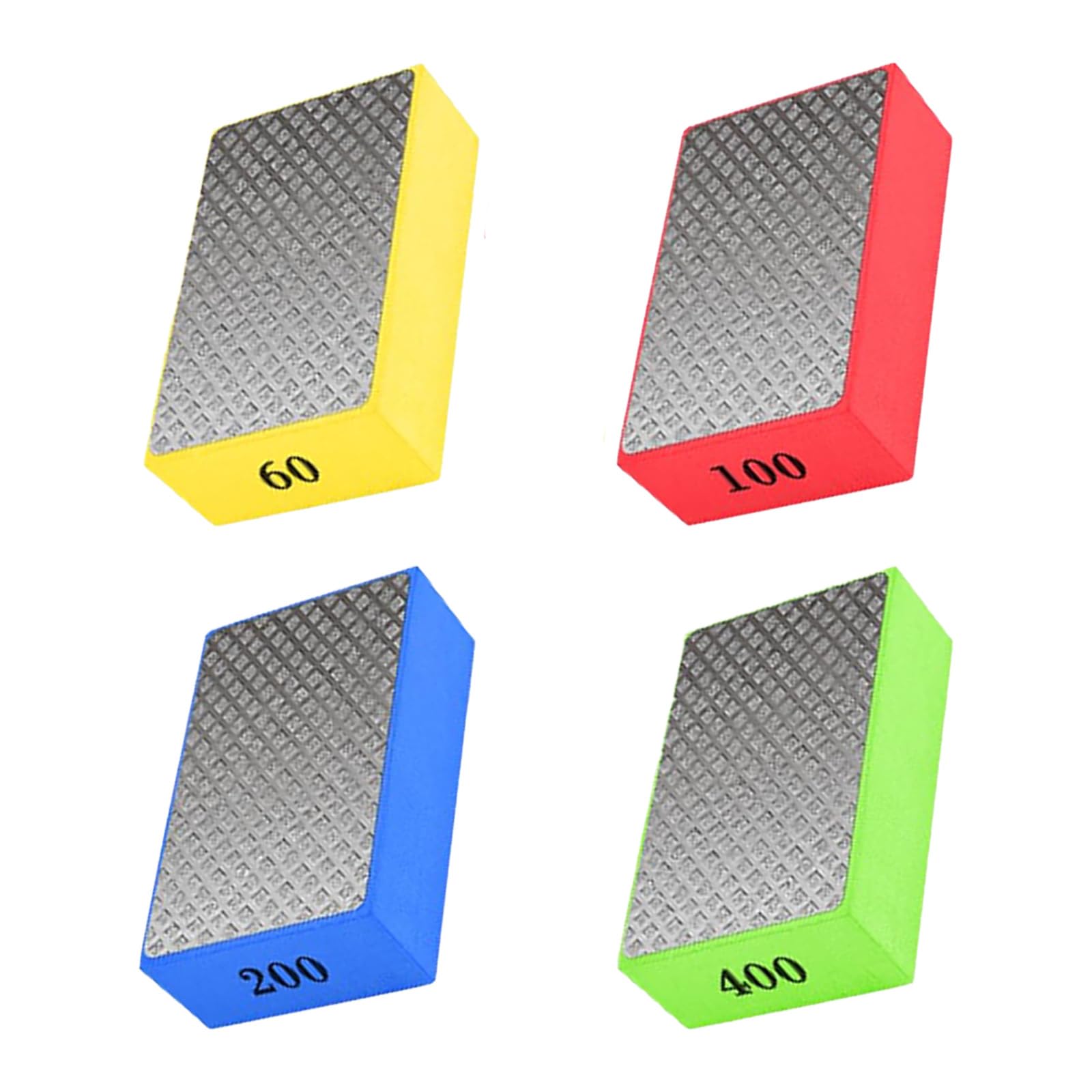 IUSOT 4pcs Tile Polishing Pad Diamond Hand Polishing Pads Porcelain Sanding Blocks Glass Polishing Kit, Tile File for Concrete Stone Granite Marble Ceramic 60# 100# 200# 400#