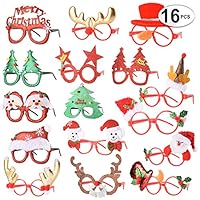 16 PCS Holiday Glasses,Cute Christmas Glasses Frames,Flexibility to Fit All Sizes,Great Fun and Festive for Annual Holiday and Seasons Themes, Christmas Party,Christmas Dinner,photos booth.