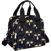 AUUXVA Insulated Lunch Bag Box for Women Cute Frog Reusable Lunch Box Cooler Tote Bag for Adult Lunch Container for work Picnic (Black Cat)