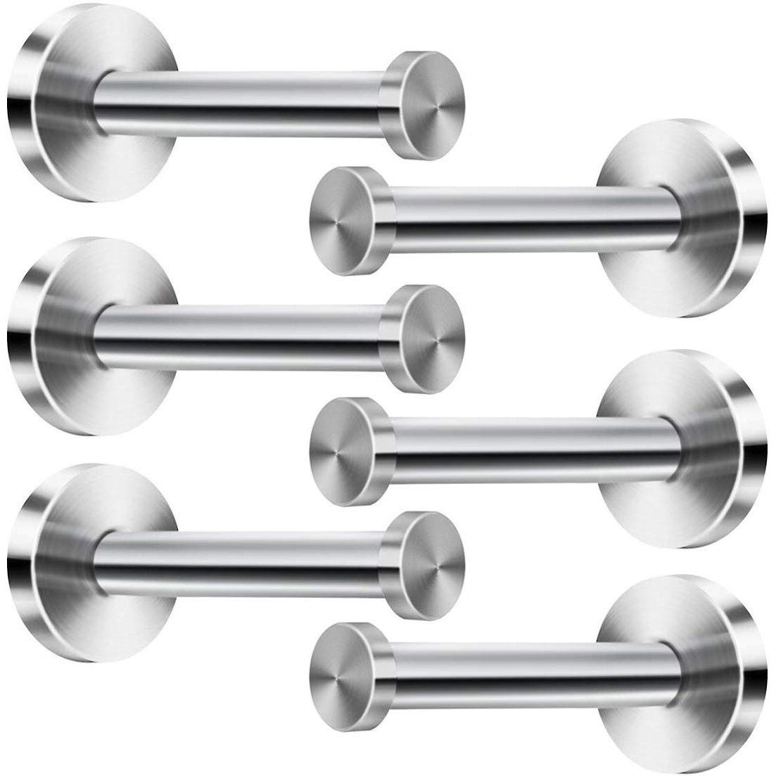 Onwon 6 Pieces Stainless Steel Bath Towel Hooks Brushed Nickel Single Super Heavy Duty Wall Mount Coat Hook Robe Wall Hook Fit for Bathroom, Bedroom, Living Room, Fitting Room, Office (100mm)