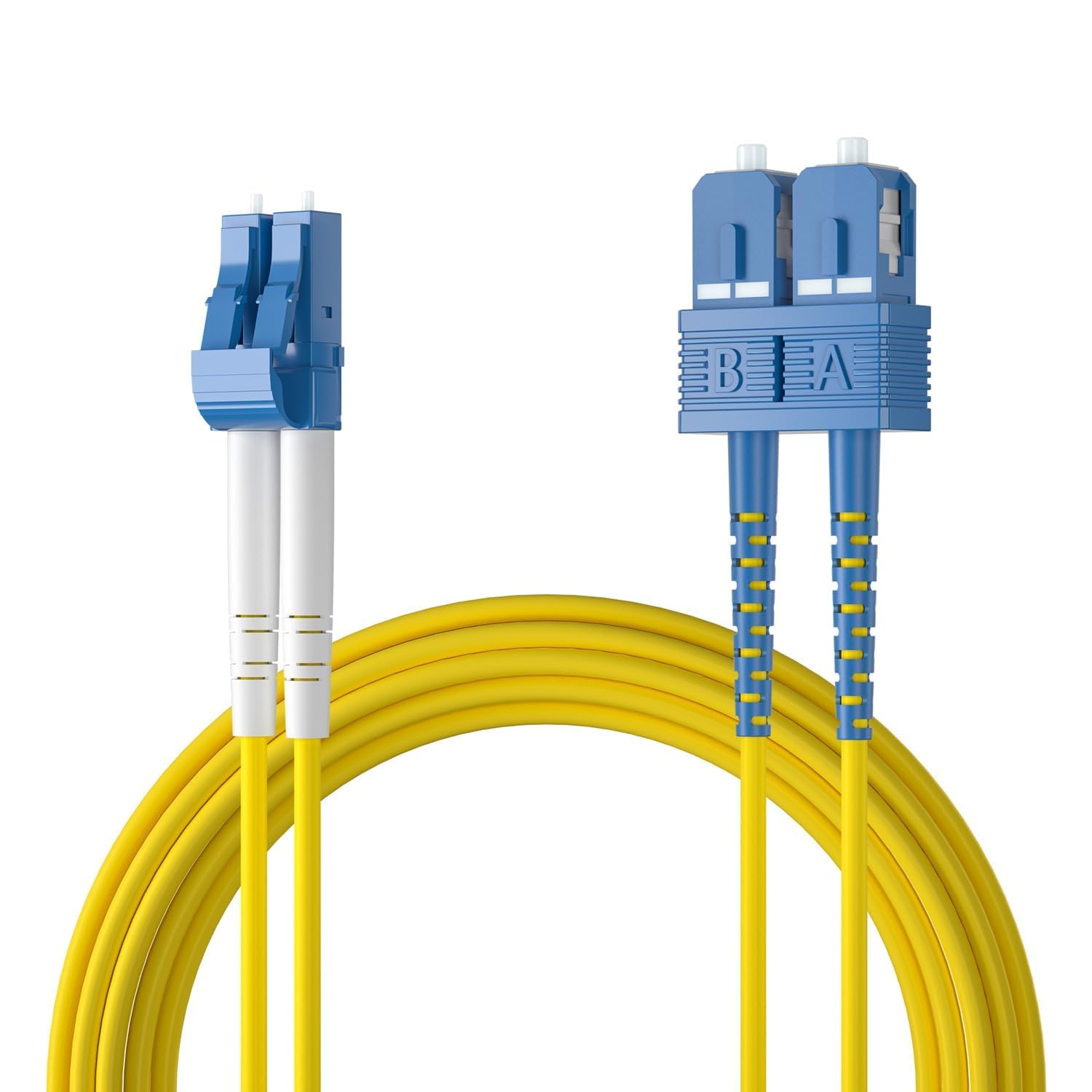 10Gtek Fiber Patch Cable - LC to SC OS2 10Gb/Gigabit Singlemode Jumper Duplex 9/125 LSZH Fiber Optic Cord, Yellow, 3-Meter(9.8ft)