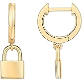 PAVOI 14K Gold Plated S925 Sterling Silver Post Lightweight Drop/Dangle Huggie Earrings for Women | Star, Lock, Butterfly, Moon, Lightning | Dainty Earrings