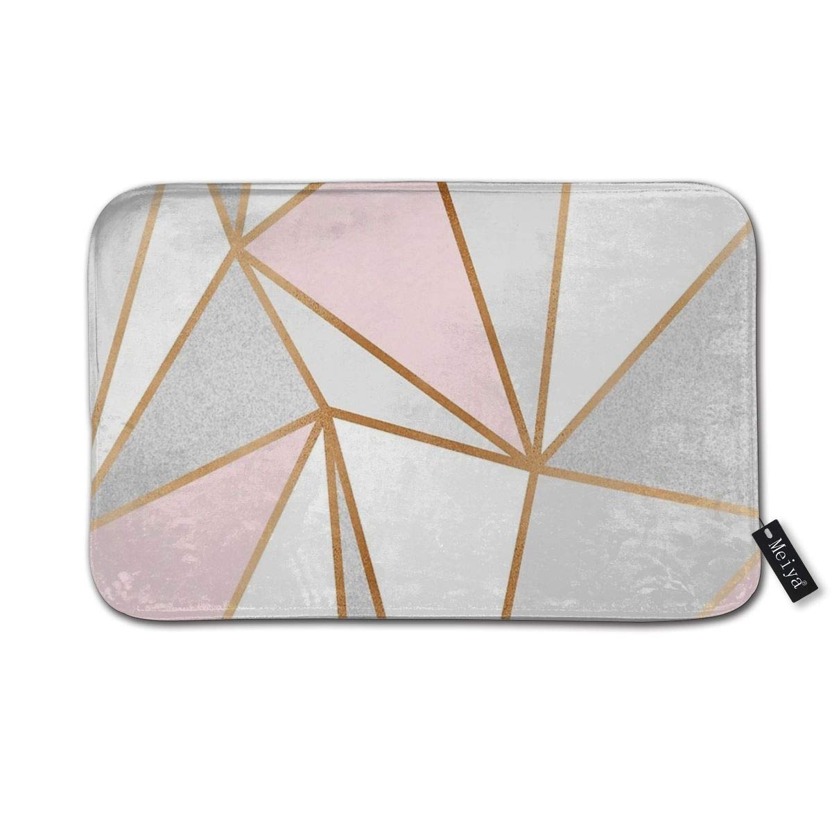 Sotyi-ltdPink,Grey & Gold Geo Door Mats Bath Rugs 23.6"(L) x 15.7"(W)