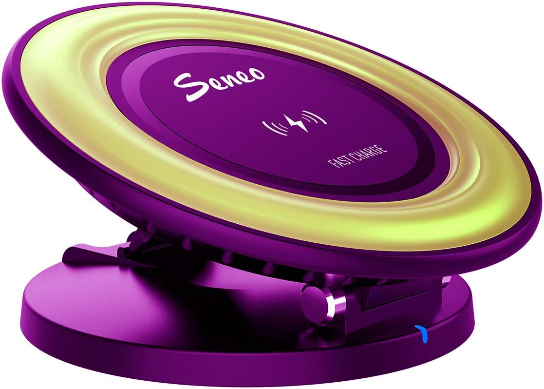 Seneo Wireless Charger, Qi Certified 7.5W Fast Wireless Charging Stand Compatible with iPhone X/ 8/8 Plus, 10W Fast Wireless Charger Stand for Galaxy Note 9/8/5 S9/S9+/S8/S8+(No AC Adapter)
