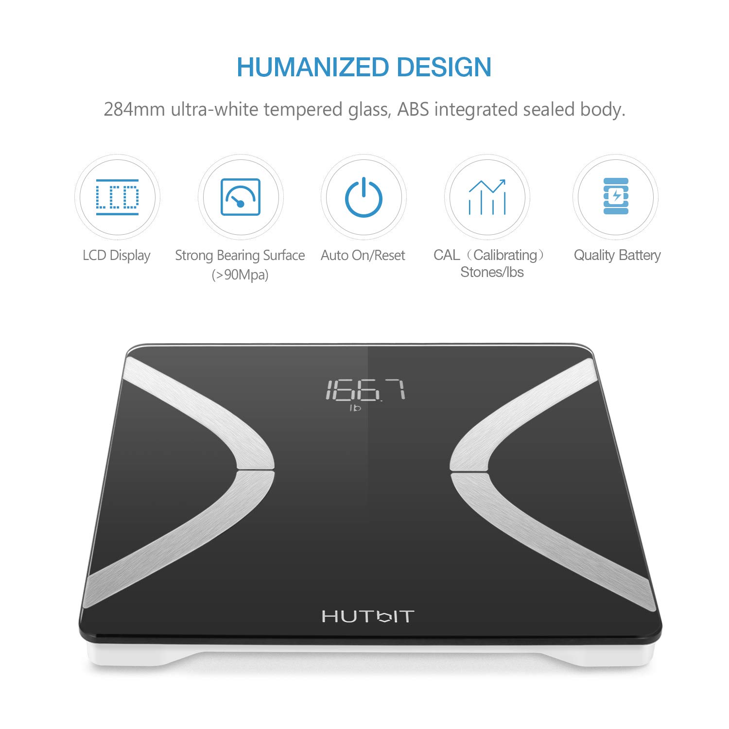 Körperfettwaage, Personenwaage mit Körperfett Bluetooth Personenwaage mit APP Smart digitale Waage für Körperfett, BMI, Gewicht, Muskelmasse, Wasser, Skelettmuskel, Knochengewicht, BMR usw.