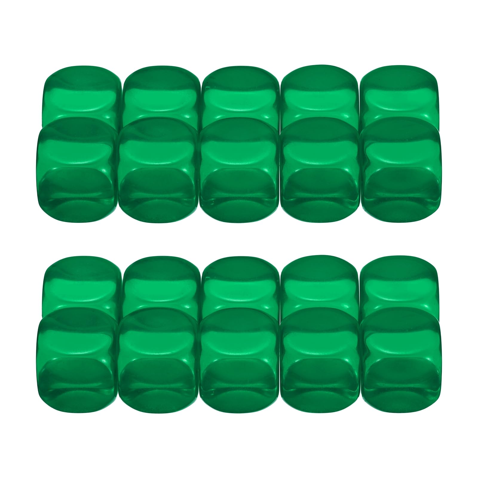 PATIKIL 16mm Clear Acrylic Dice Blank, 20 Pcs Standard Game Dice Rounded Corner with Smoothed Surface Six Sided for Board Games Teaching, Green