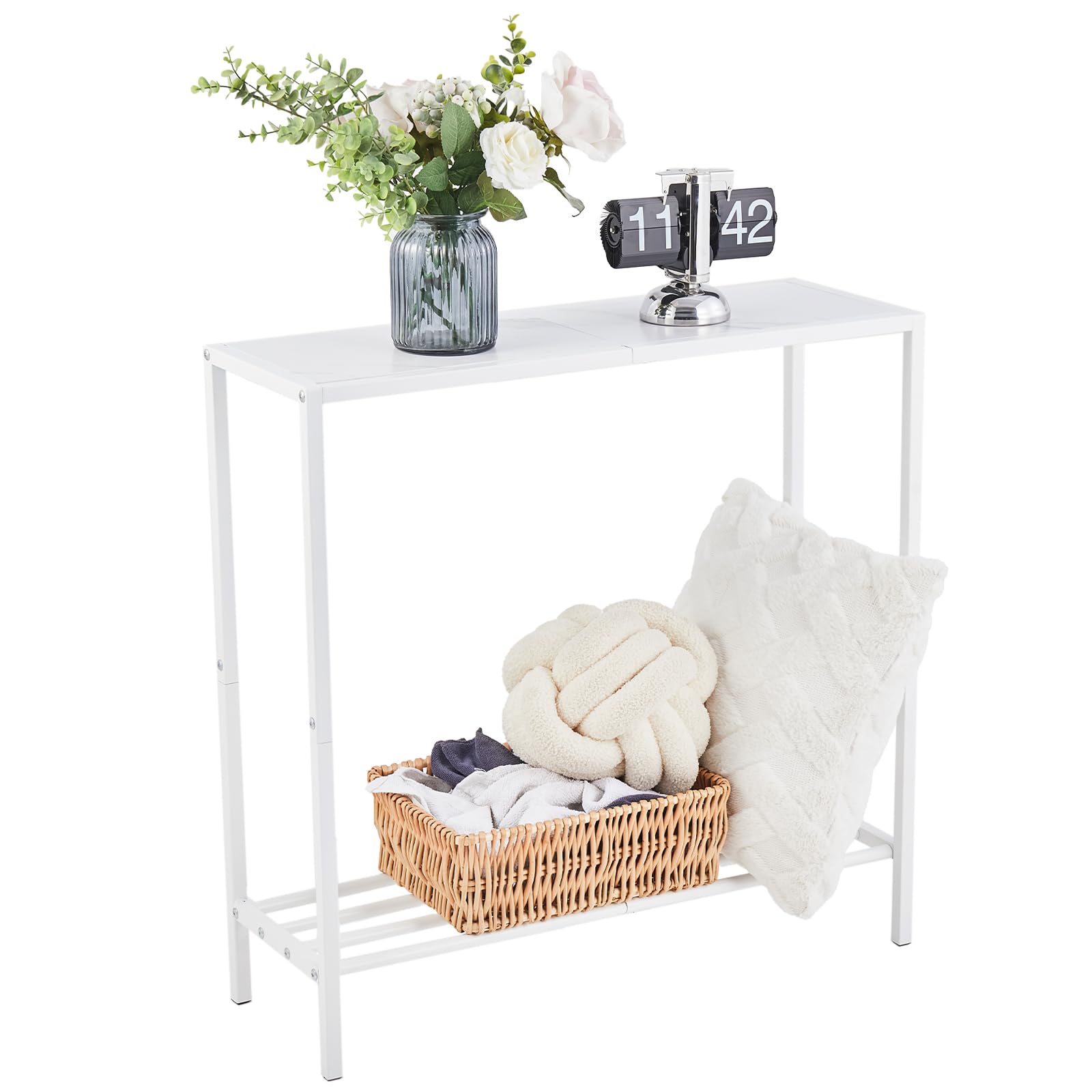 Photo 1 of Wimarsbon 29.5" Sofa Tables, Narrow Console Table, 2 Tier Thin Sofa Table, Small Entryway Table with Shelf, Side Display Stand, Metal Frame Sturdy for Hallway, Living Room