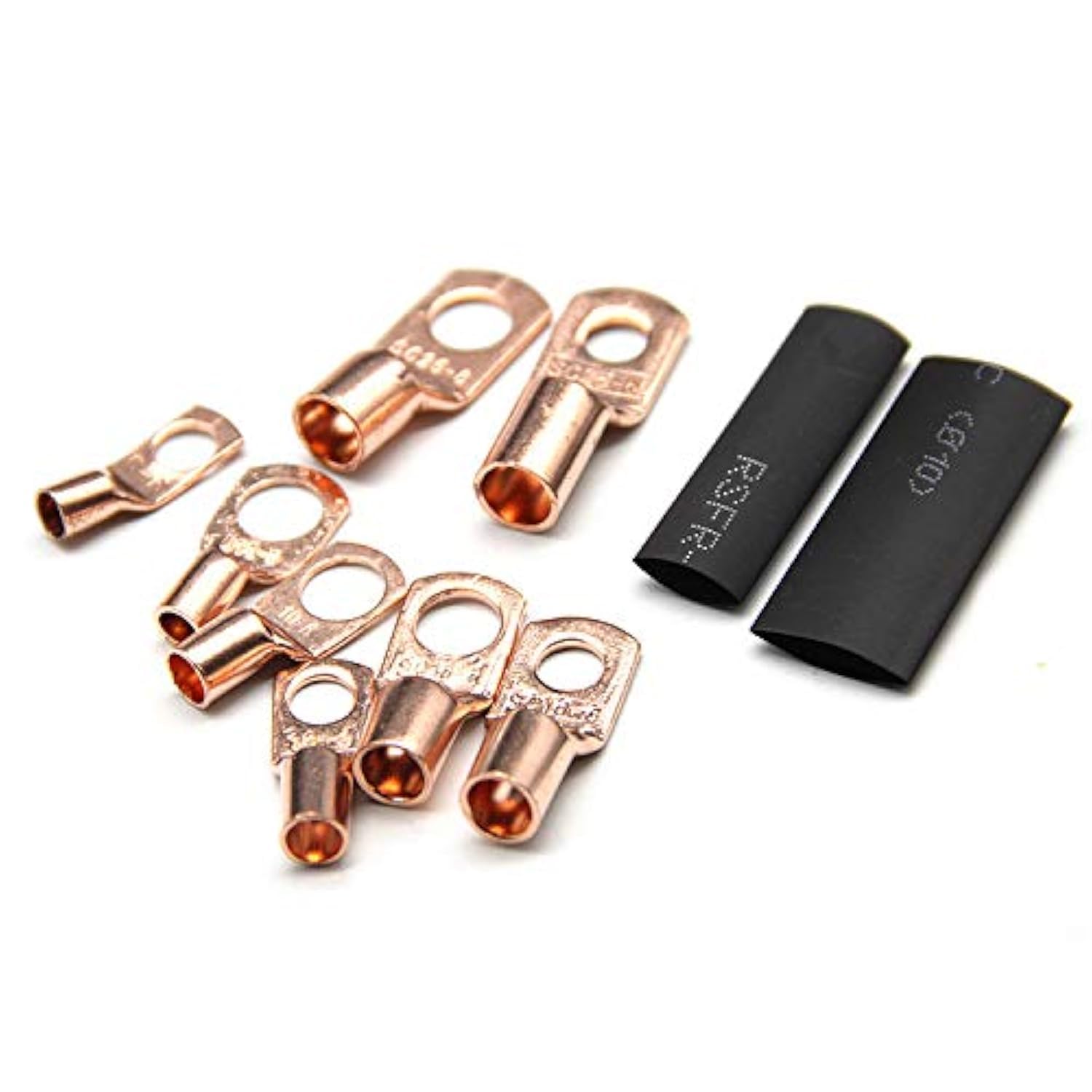 LeHang 140pcs Heat Shrink Bare Connector Copper Ring Wire Cable Tube Crimp Terminal Kit Color Gold