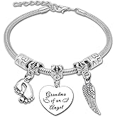 DlaeKua Memorial Gifts for Loss of Grandma In Memory of Grandma Bracelet Sympathy Gifts for Women Silver Modern Angel Heart Shape Bracelet