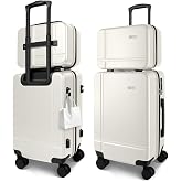 Voytra 2 Piece Carry on Luggage Set, 14 in 20 in Lightweight Hardshell Suitcases with 360 Double Spinner Wheels &amp; TSA Lock for Family Vacation Getaways Double Spinner Wheels White