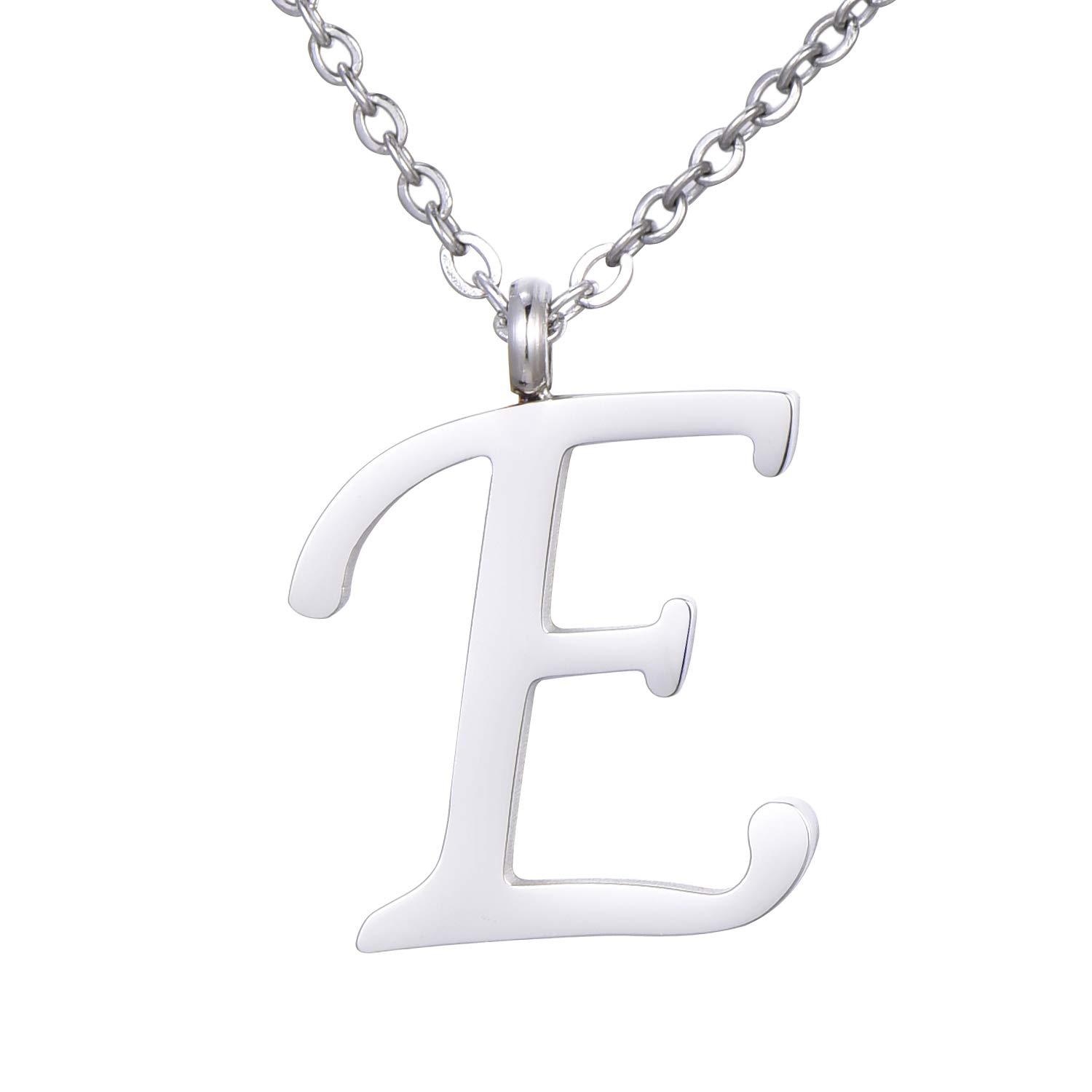 Morella Women's Stainless Steel Necklace Silver with Pendant Letter E