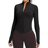 colorskin Women BBL Jacket Full Zip UP Workout Athletic Cropped Jacket wIth Thumb Holes Running Yoga Sportswear
