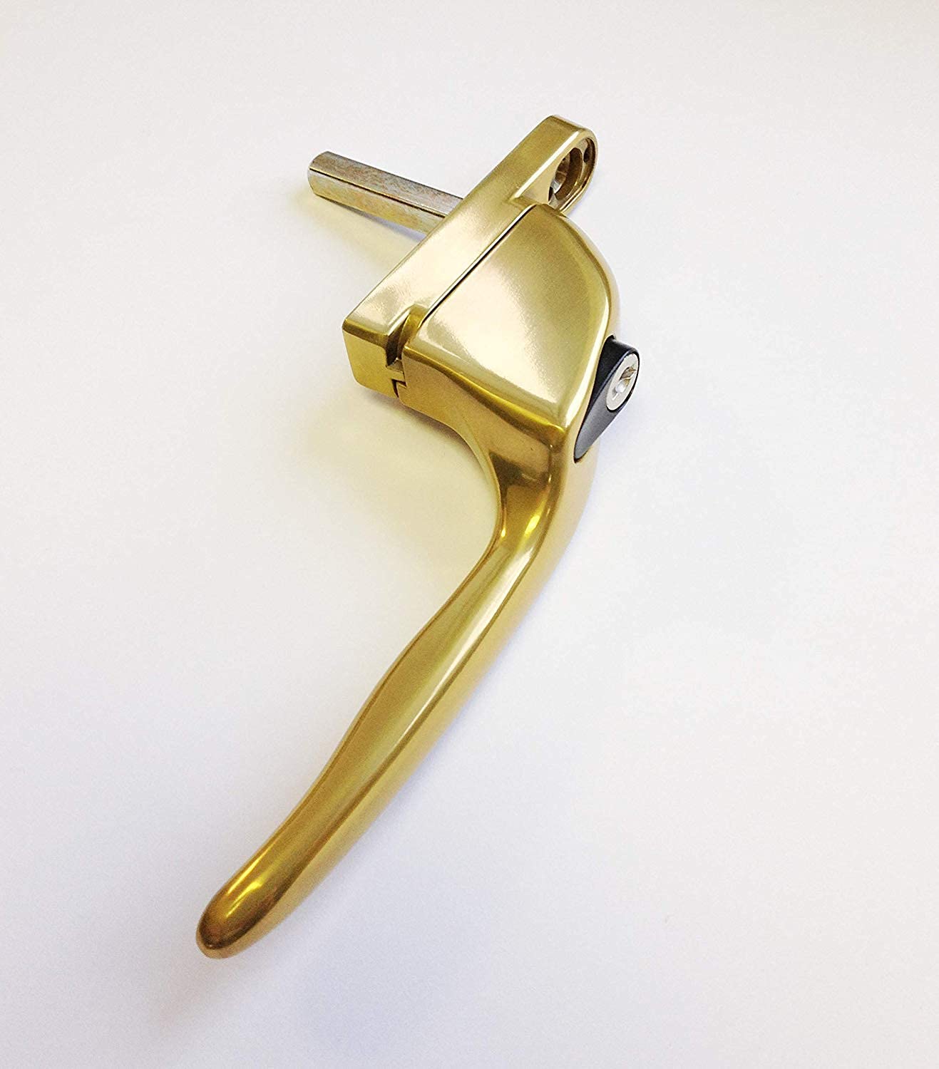 Yale P-YWHLCK40N-PB Universal Window Handles, fits Right or Left Handed Windows, 40mm Spindle, Lockable, Visi Packed, Suitable for PVCu Windows, Polished Gold Finish