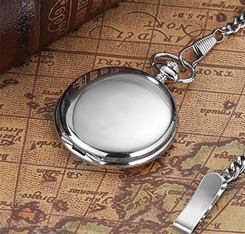 WWQY Pocket Watch Men Mechanical Pocket Watches Engraved Roman Numerals P01 , silver