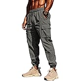 Xernbit Mens Casual Linen Cargo Joggers Pants Summer Fashion Solid Color Lightweight Loose Drawstring Waisted Trousers