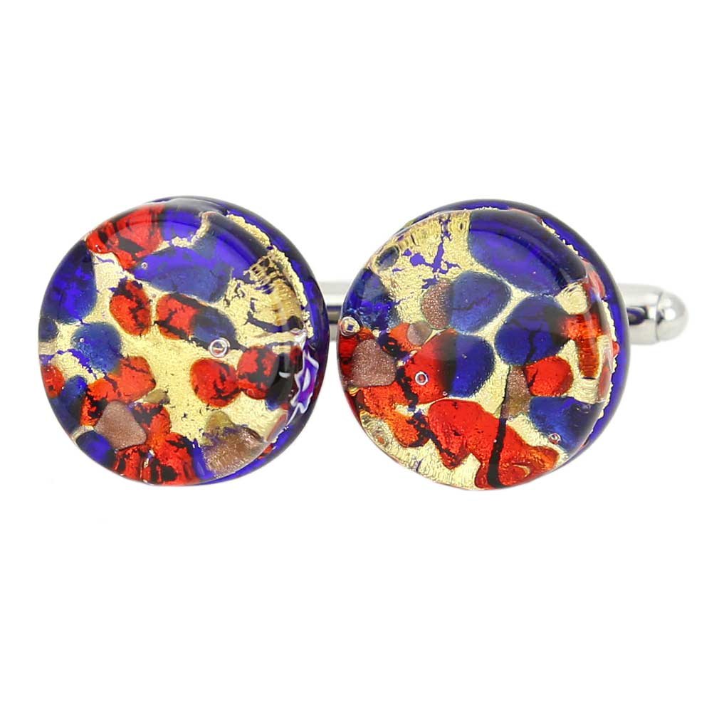Glass Of Venice Murano Glass Venetian Classic Round Cufflinks - Blue Red