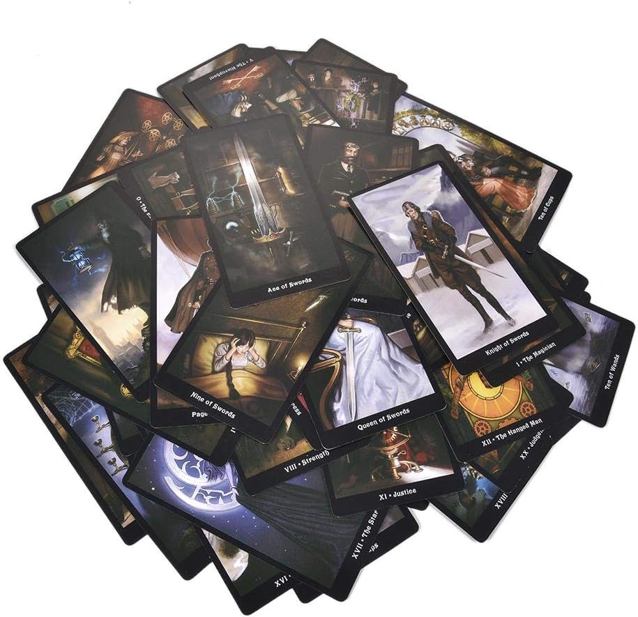Summeishop 78PCS Set Tarot Table Game Cards for Family Gathering Party Tarot Game Gifts with A Turn of The Wheel and A Spin of The Cog, The Oracular Machinery Lumbers Into Action