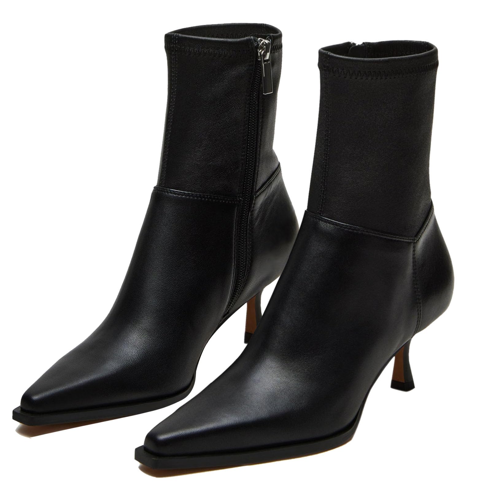Photo 1 of SOVANYOU Women's Dressy Ankle Boots Pointed Toe Kitten Heel Booties with Side Zipper Comfortable Black Boots for Work Office Evening Outfits