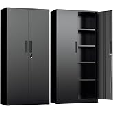 INTERGREAT Metal Storage Cabinet with Lock, 72" H Lockable Metal Storage Cabinet with Locking Doors, Steel Storage Lockers with Adjustable Shelves for Office, Home, Garage, Gym, School (Black)