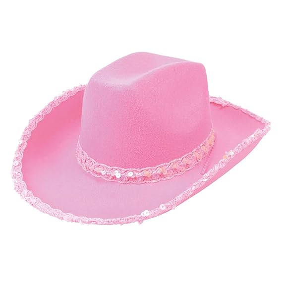Bristol Novelty BH205 Cowboy Pink Felt Hat with Sequins, One Size