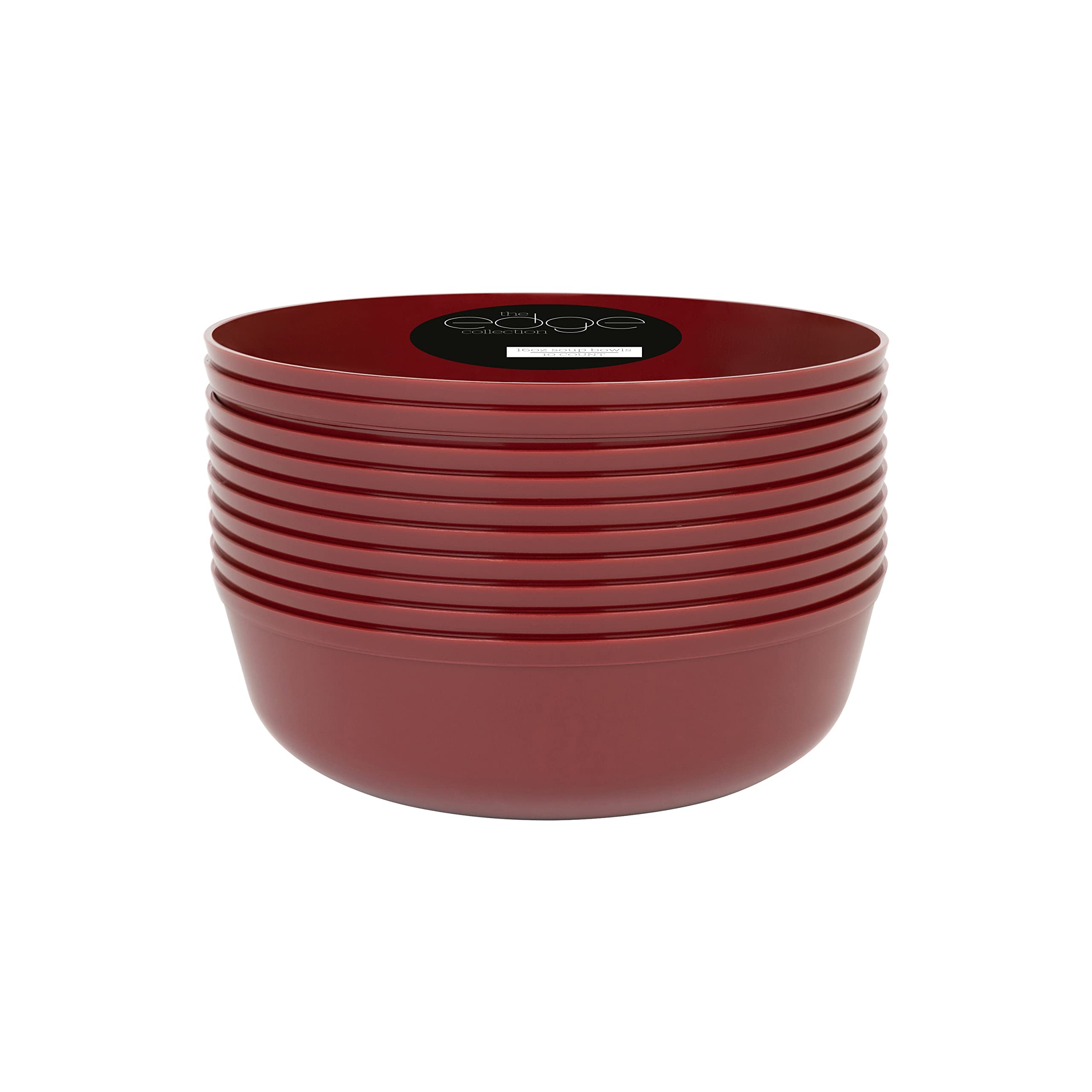 Photo 1 of [30 Pack 16 OZ Bowls] Edge Collection Cranberry Red Plastic Party Soup Bowls Premium heavyweight Elegant Disposable Tableware Dishes