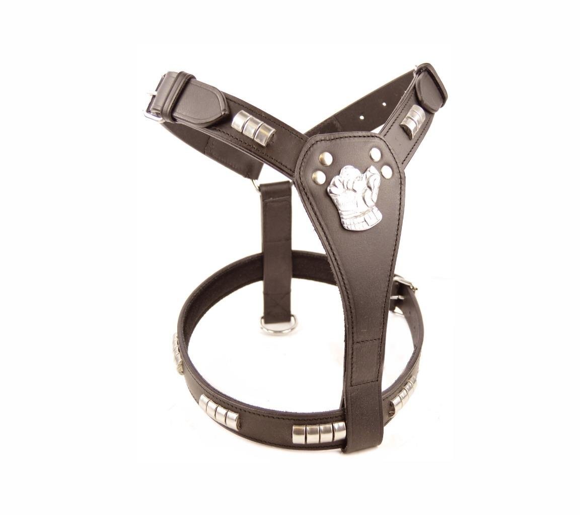 Avon Pet Products Staffordshire Bull Terrier Chrome Studded Leather Dog Harness, Brown