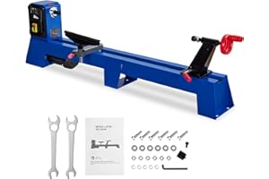 FINERFURNIS Wood Lathe Machine, 14x40 in, 400 w 1/2 HP Bench Top Wood Turning Lathe with 4 Speeds (890/1260/1760/2600 RPM), Compact & Lightweight for DIYers, Pros, Artists, Blue