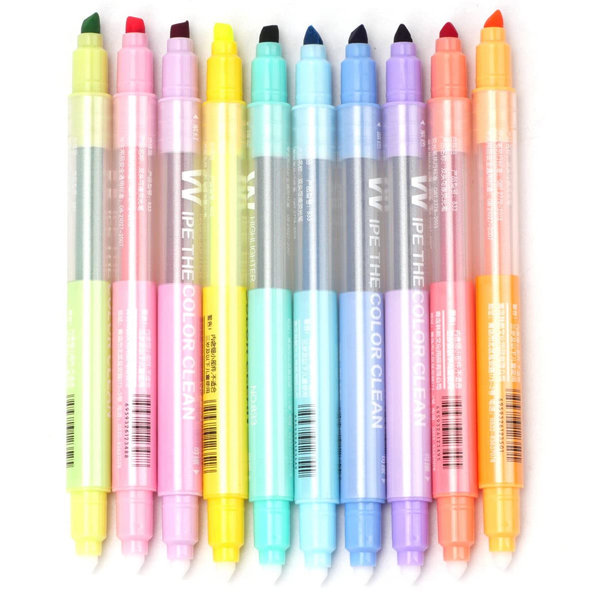 AyeVision 10 Pieces Erasable Highlighters Double Head Pen Chisel Tip Assorted Colors Markers Felt tips Double-end Erasable Highlighter Pen Pastel Highlighters