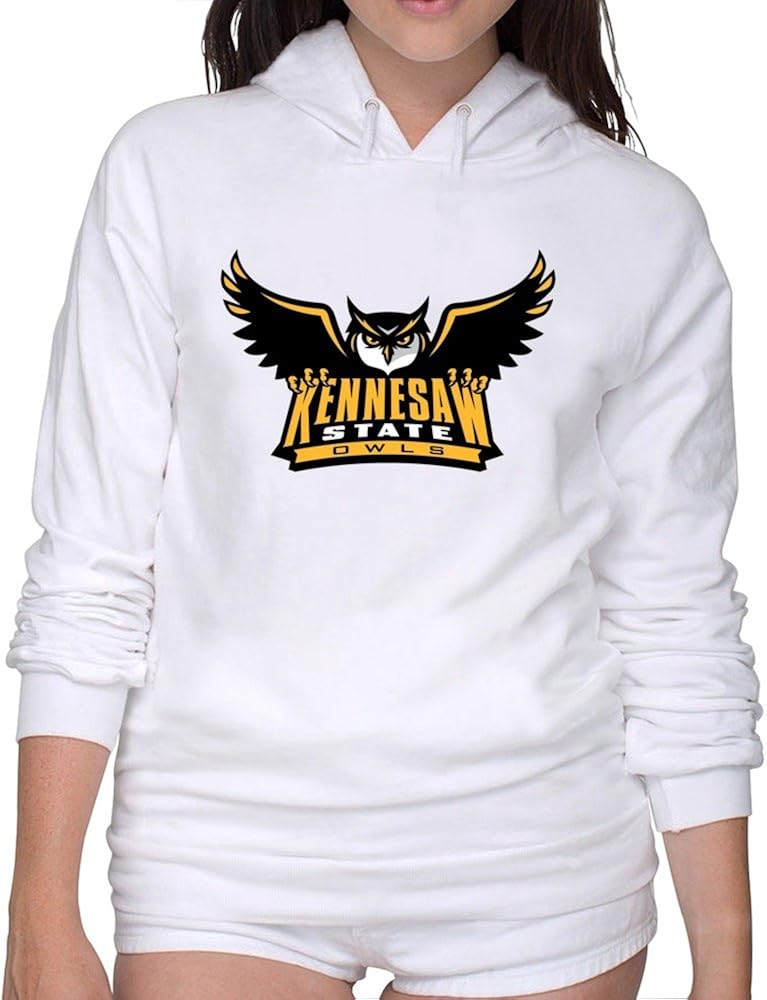 Womens Kennesaw State University Mascot Crew Neck Hooded Sweatshirt Shirt M White