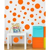 Polka Dot Wall Stickers, Wall Decor Dots for Bedroom Kids Room Birthday Gift (Orange)