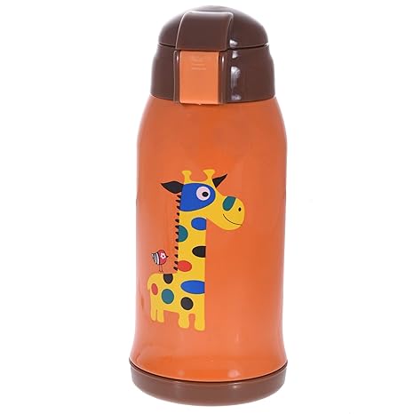 Mummamia Baby Printed Pop-up Sipper Bottle in High Grade Stainless Steel (Hot and Cold) - 300ml (Orange)