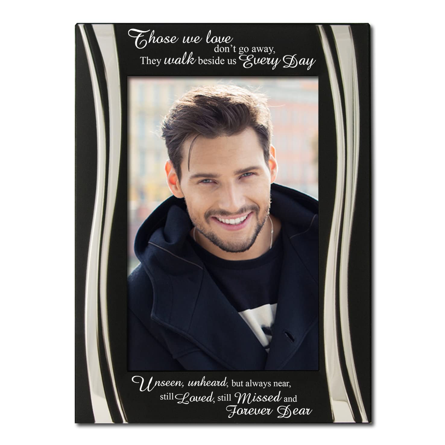 Those we Love, Bereavement, Memorial, In loving Memory Silver Plated Photo Frame, Black and Silver